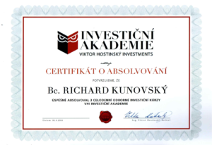 Certifikát Investiční akademie VHI, 30.4.2014